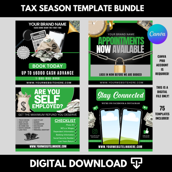Tax Season Template Bundle 1 (75 Templates Included)